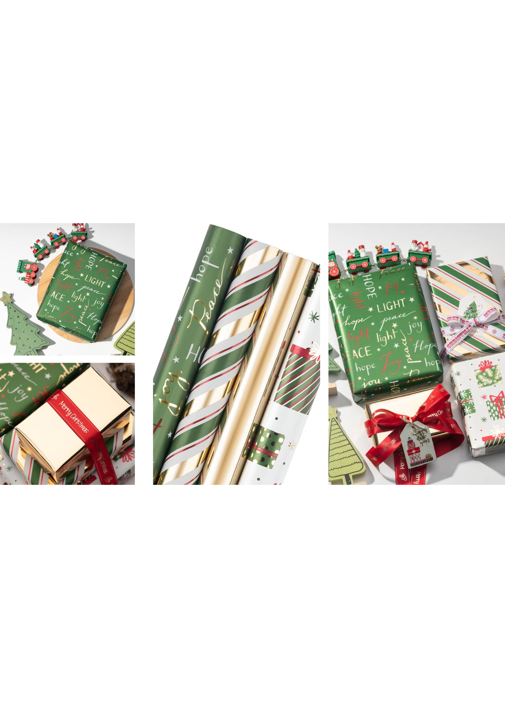 Christmas Metallic Foil Wrapping Paper - Green&White