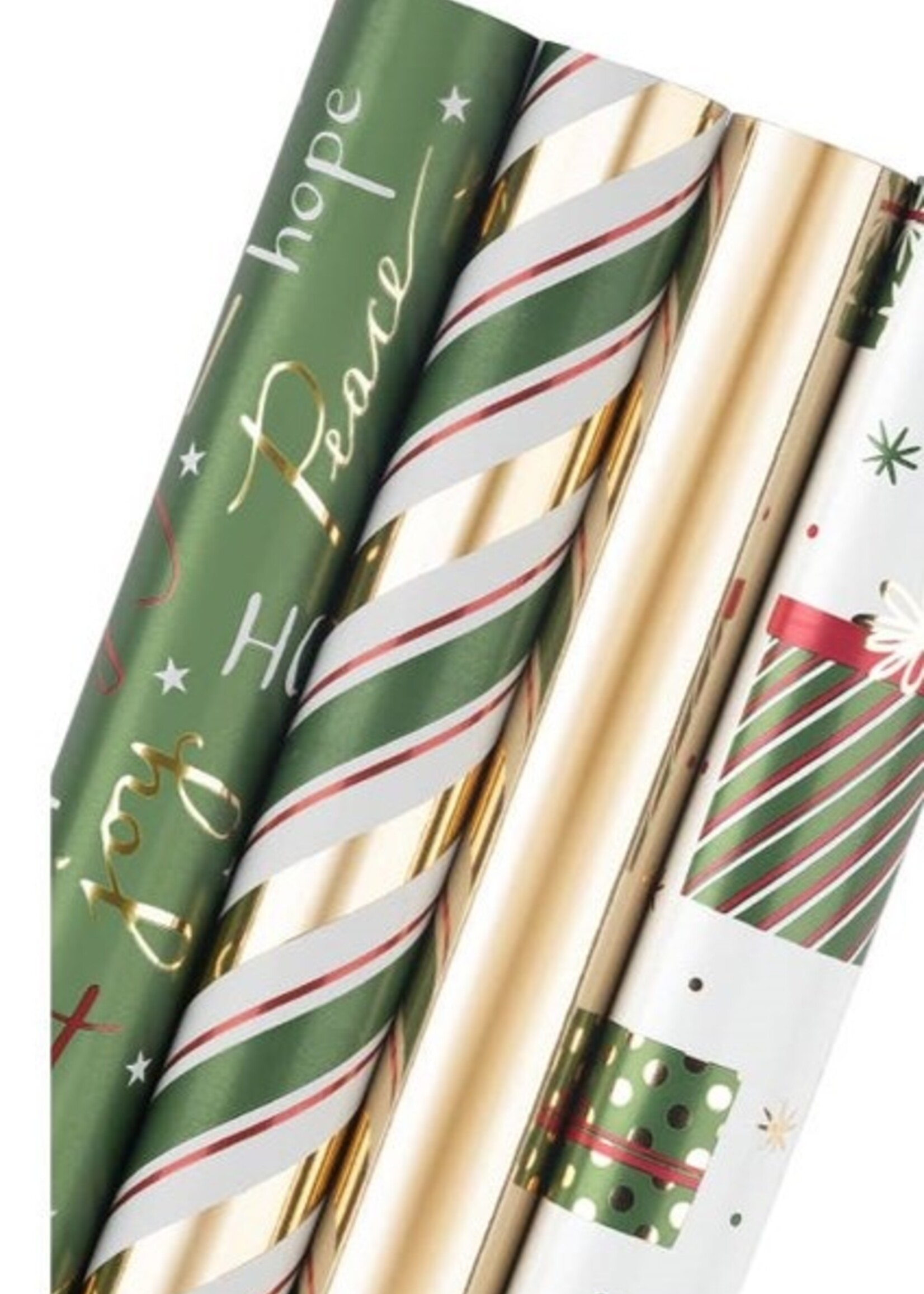 Textured Green Metallic Large Wrapping Paper, Xmas Embossed Food