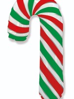 39" Candy Cane Red/White And Green Foil Balloon