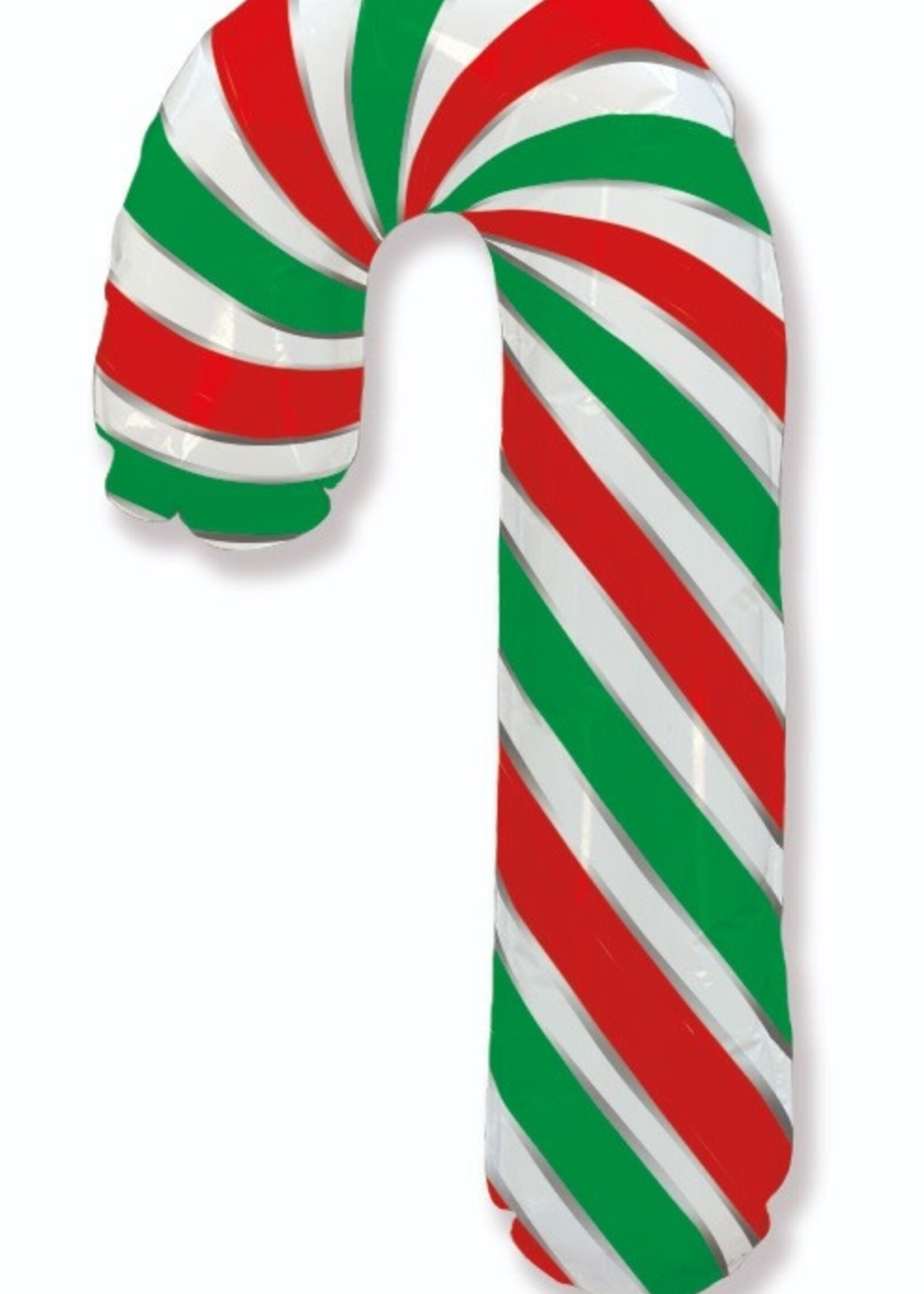 39" Candy Cane Red/White And Green Foil Balloon