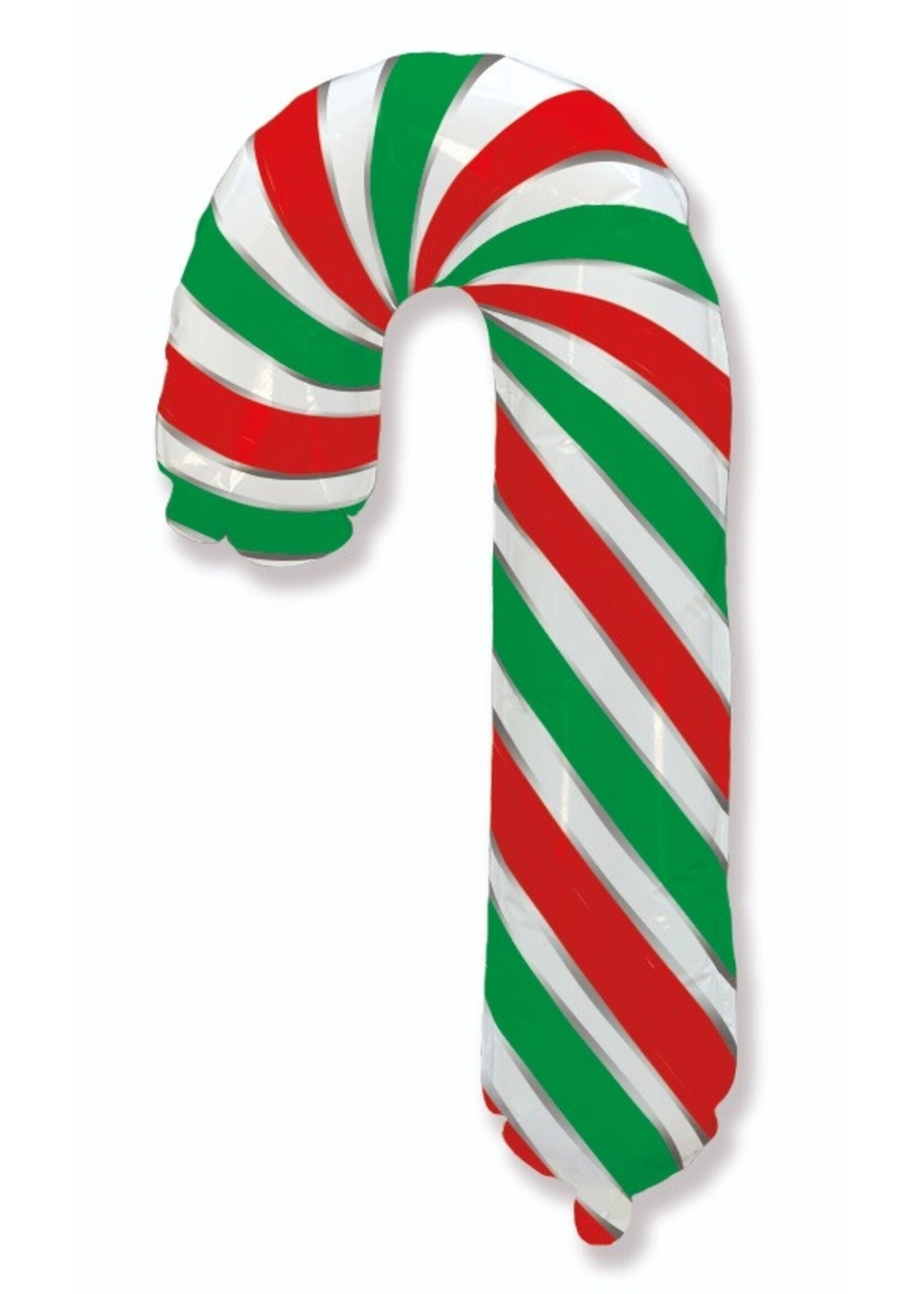 39" Candy Cane Red/White And Green Foil Balloon