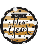 17" New Year Black & Gold Foil Balloon