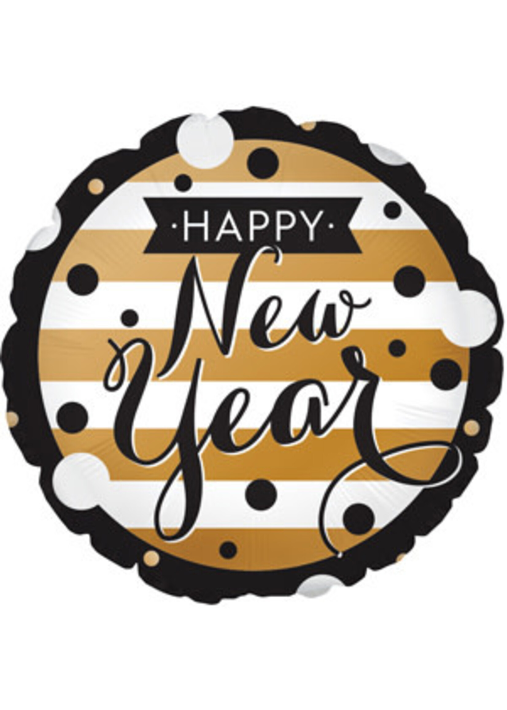 17" New Year Black & Gold Foil Balloon