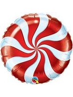 18" Round Candy Swirl Red Balloons