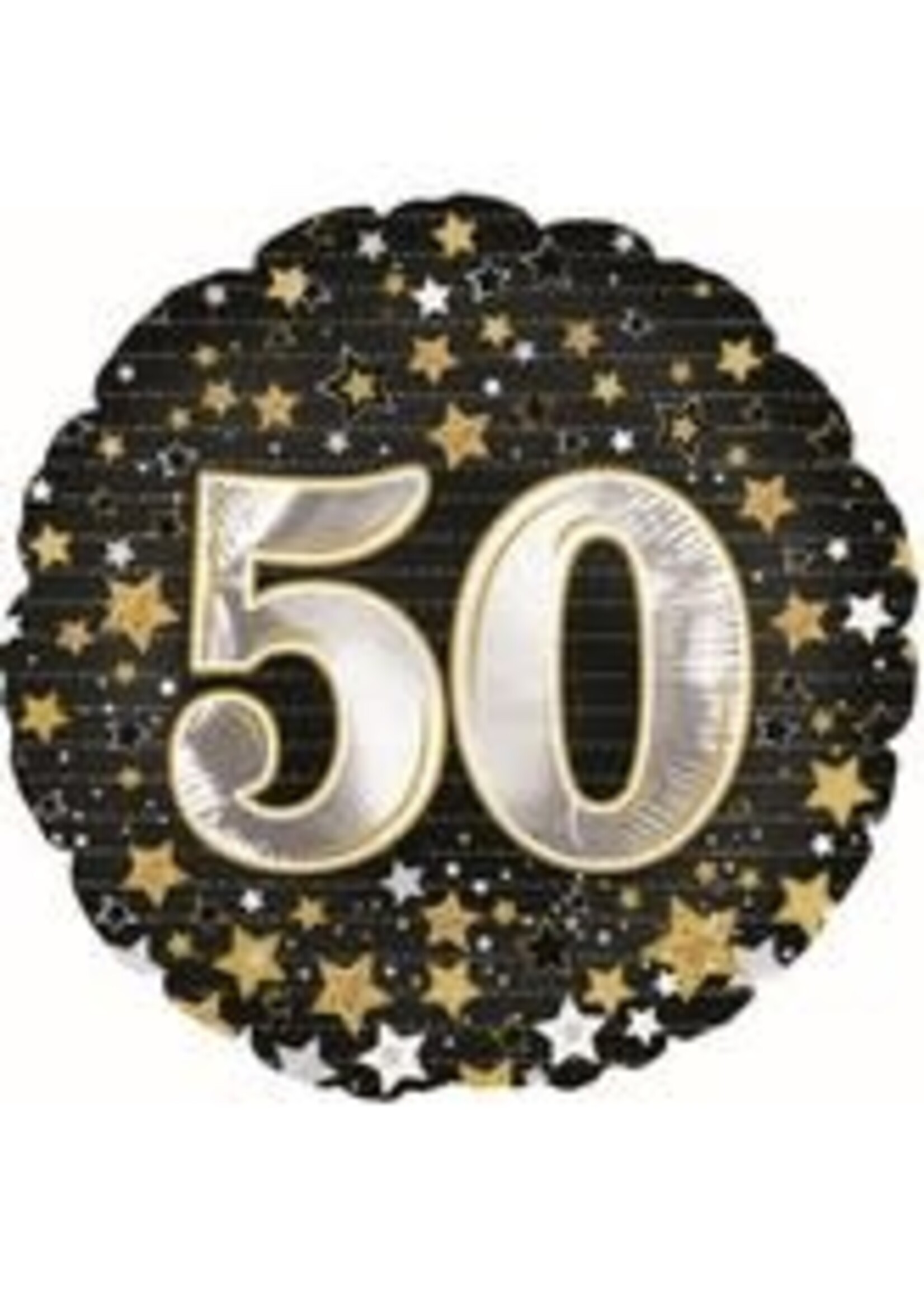 18" Happy Birthday Gold Number 50 Balloon