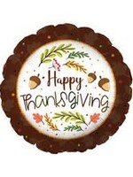 17" Happy Thanksgiving Brown Border Foil Balloon