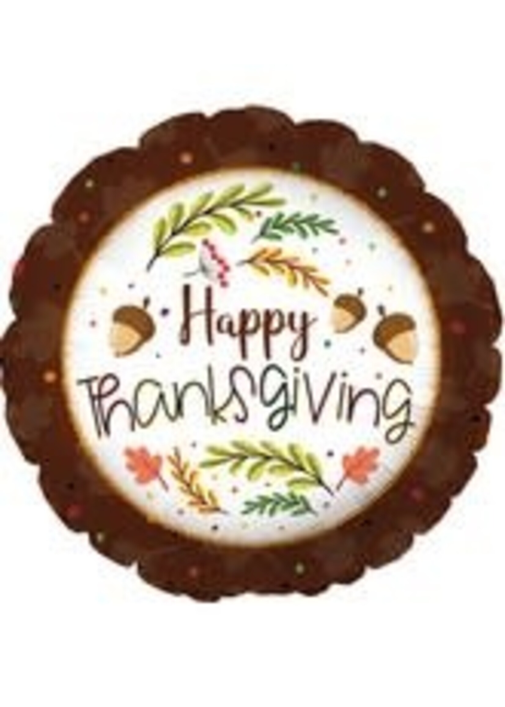 17" Happy Thanksgiving Brown Border Foil Balloon