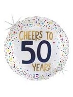 18" Foil Holographic Cheers to 50 Years Foil Balloon