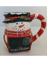 Pier 1 Christmas Snowman Mug Chalkable Handpainted