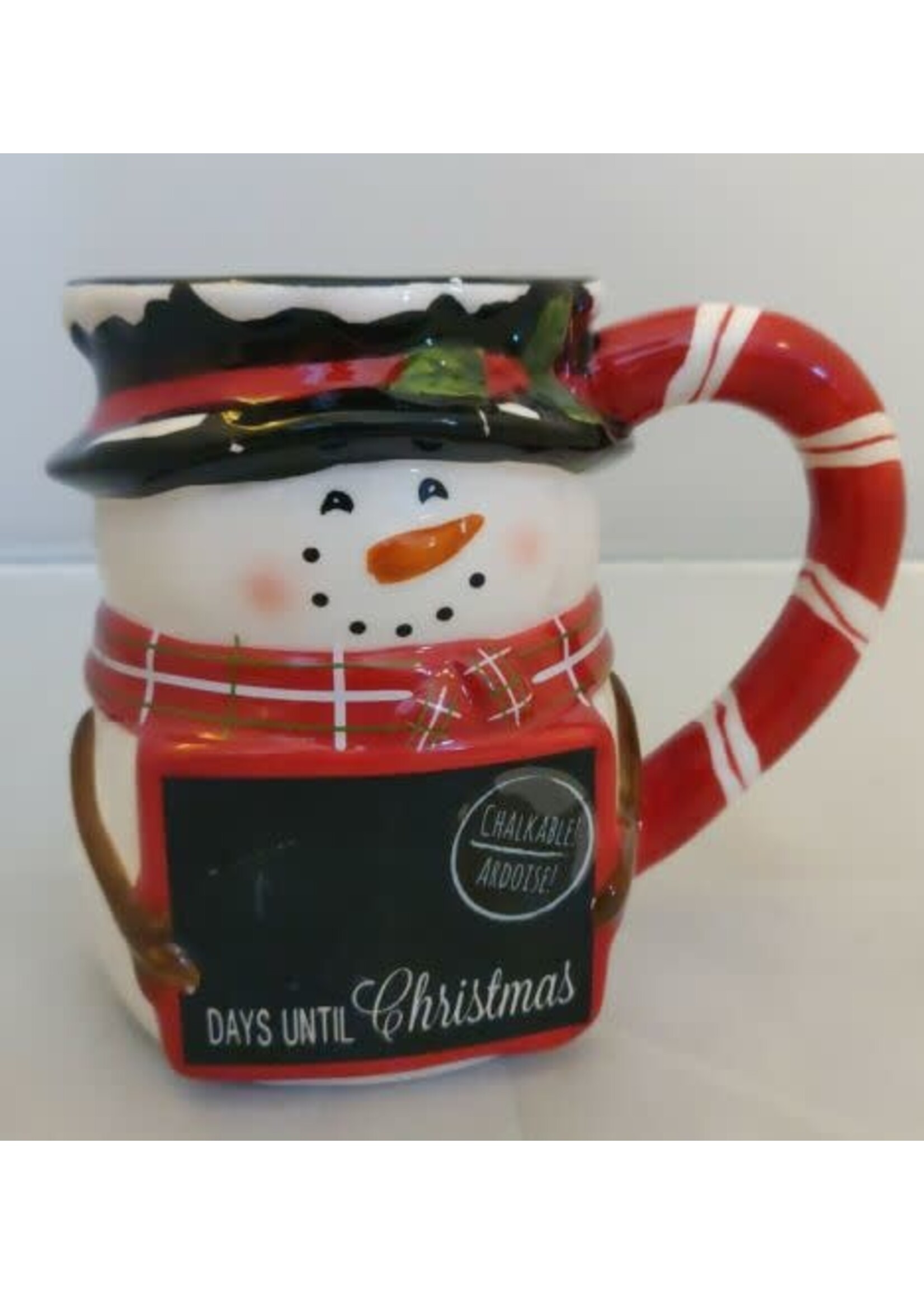 Pier 1 Christmas Snowman Mug Chalkable Handpainted