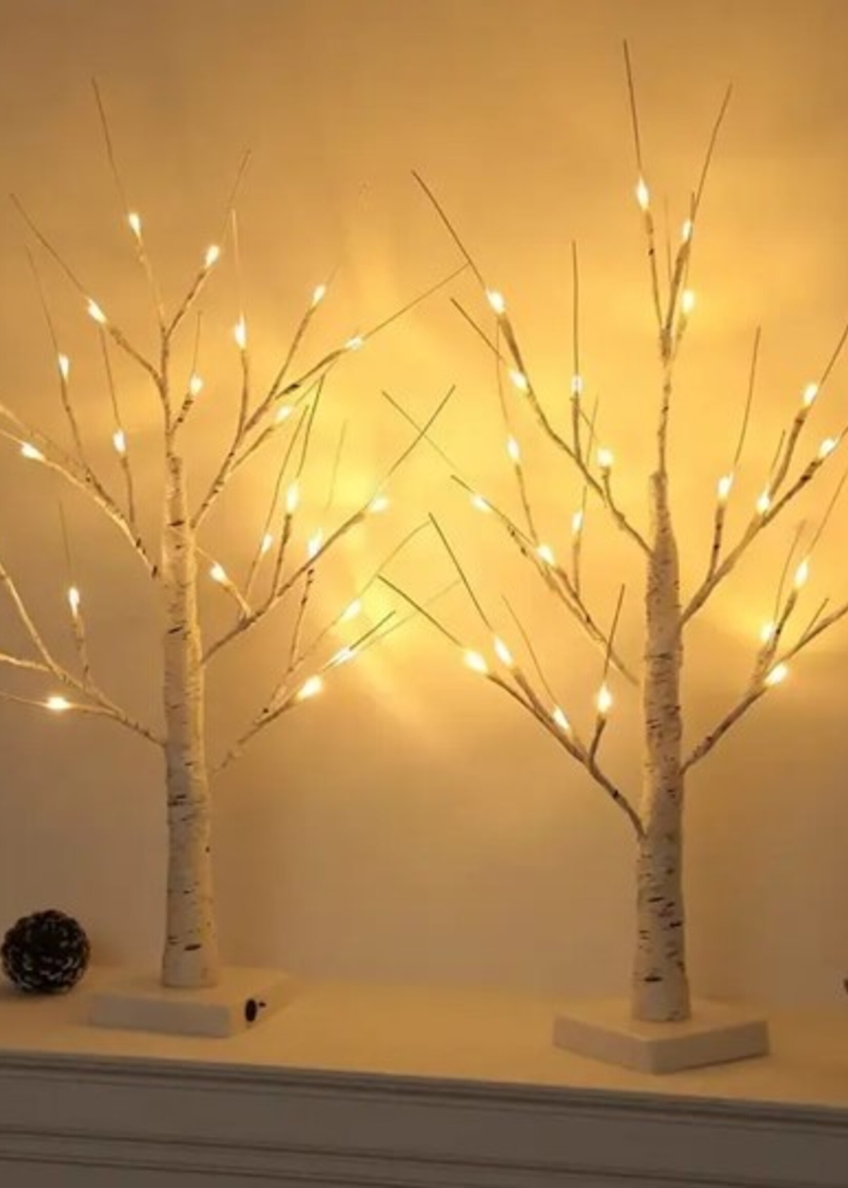 50CM Table Birch Tree 18 LED Battery Operated, Pack of 2