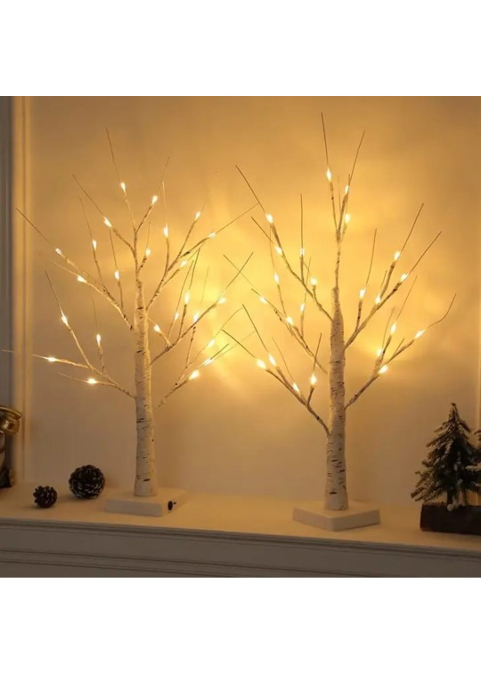 50CM Table Birch Tree 18 LED Battery Operated, Pack of 2