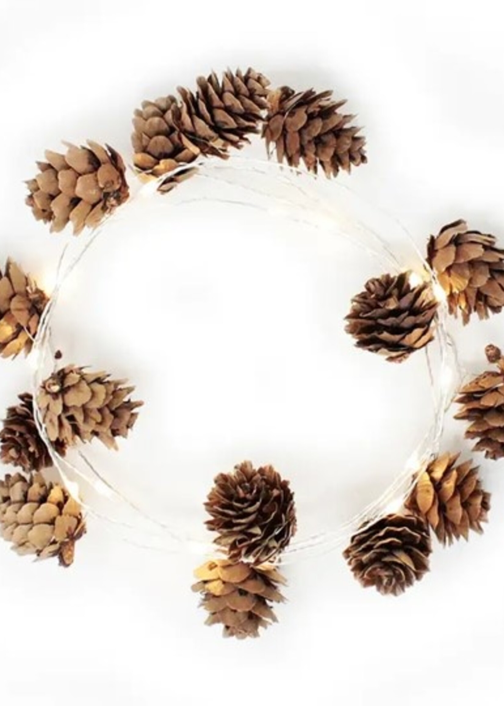 15 LED Pinecone Fairy Lights Battery Operated - Warm White