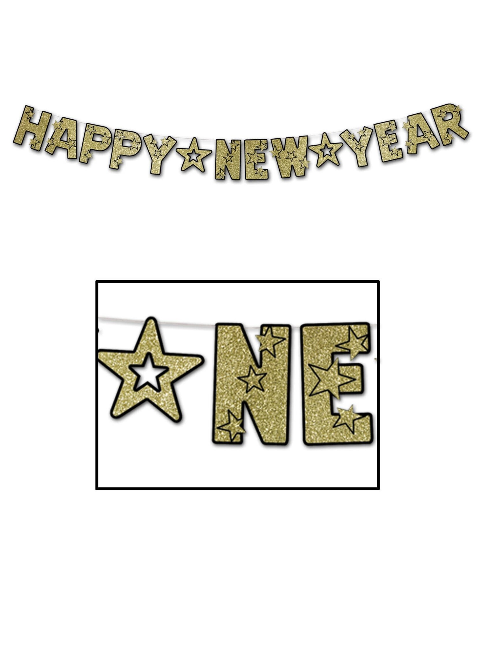 Glittered Happy New Year Streamer