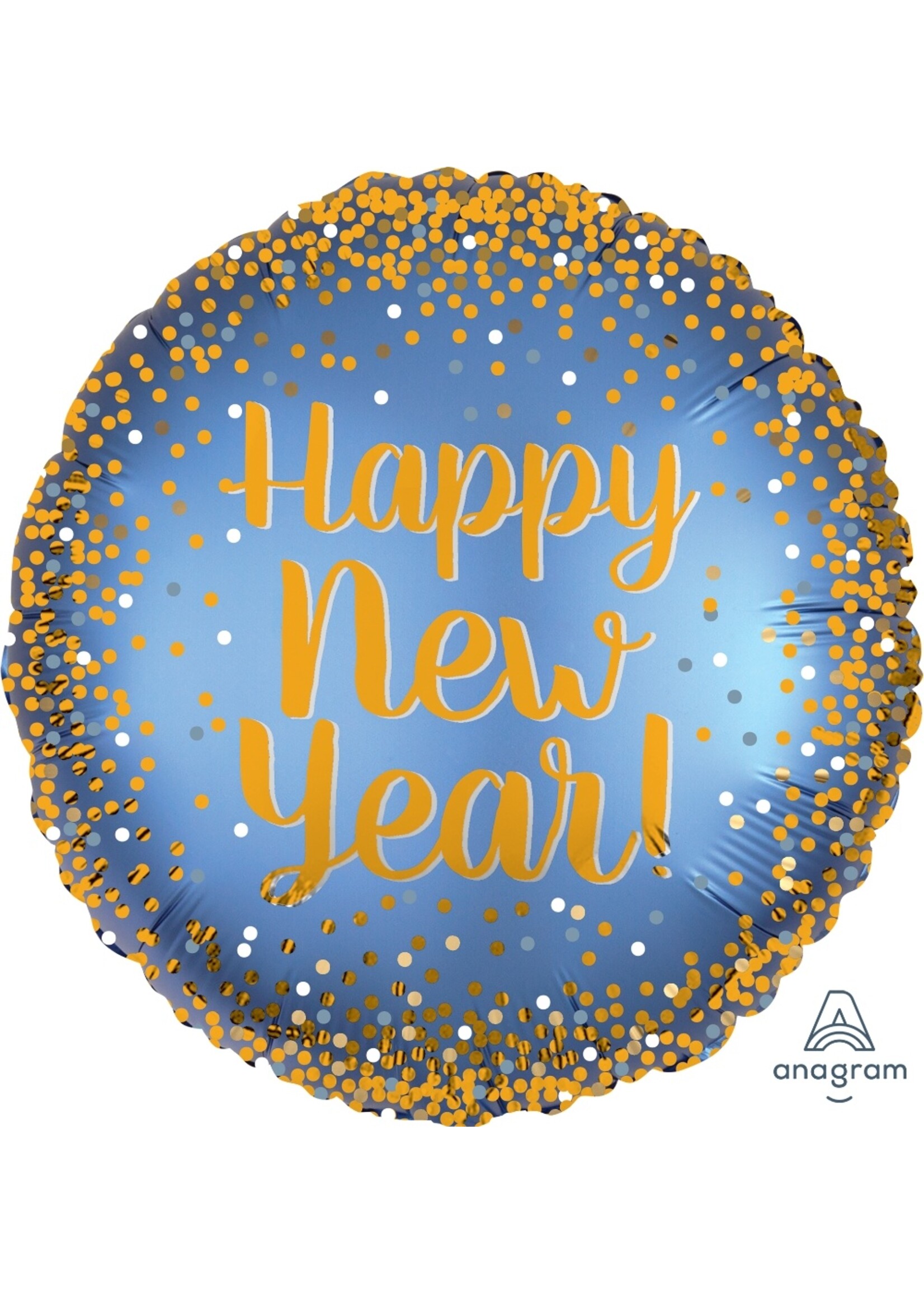 18" Gold & Satin New Year Foil Balloon