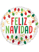 18" Feliz Navidad Christmas Lights Foil Balloon