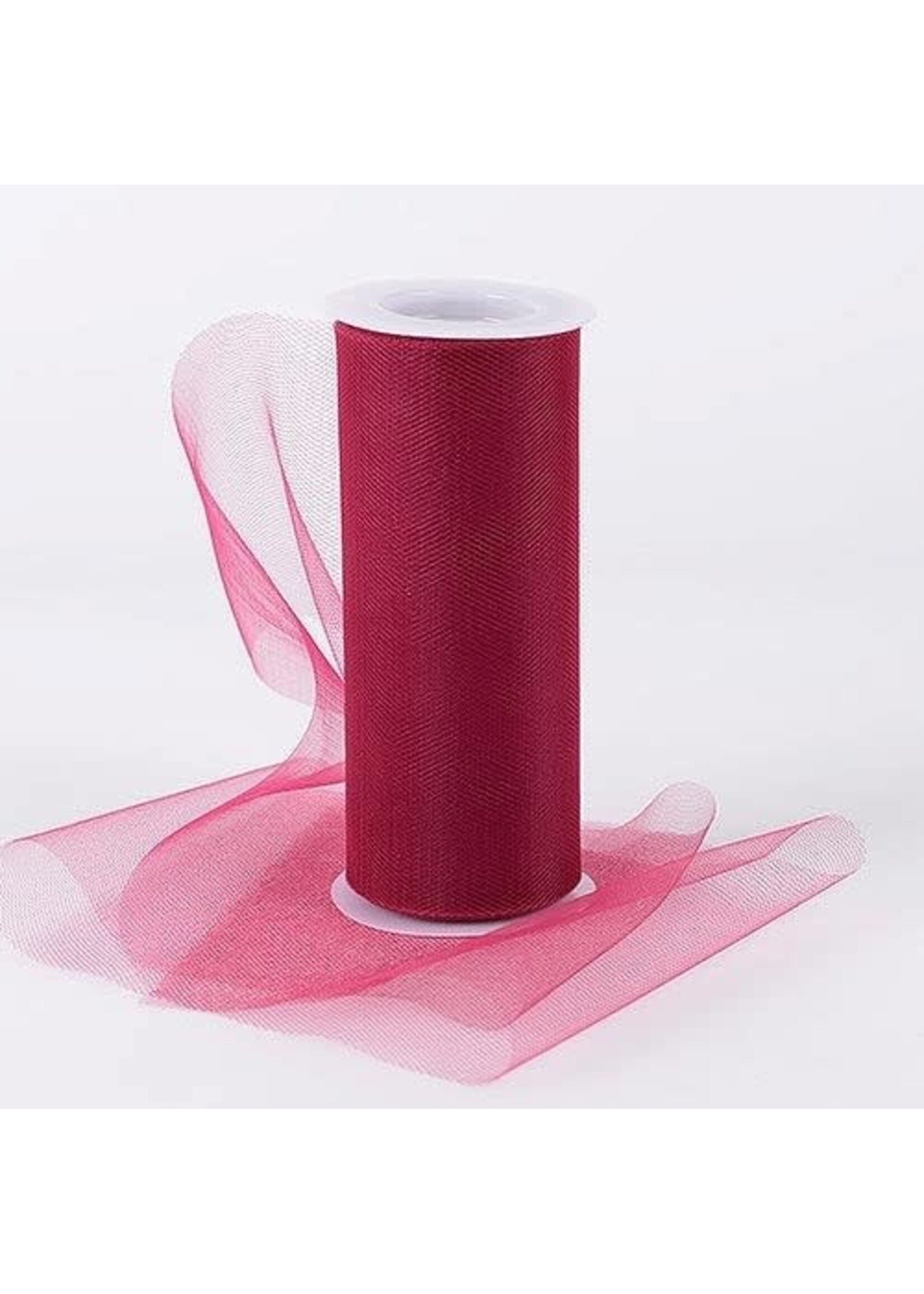 Burgundy 6 Inch Tulle Fabric Roll 25 Yards