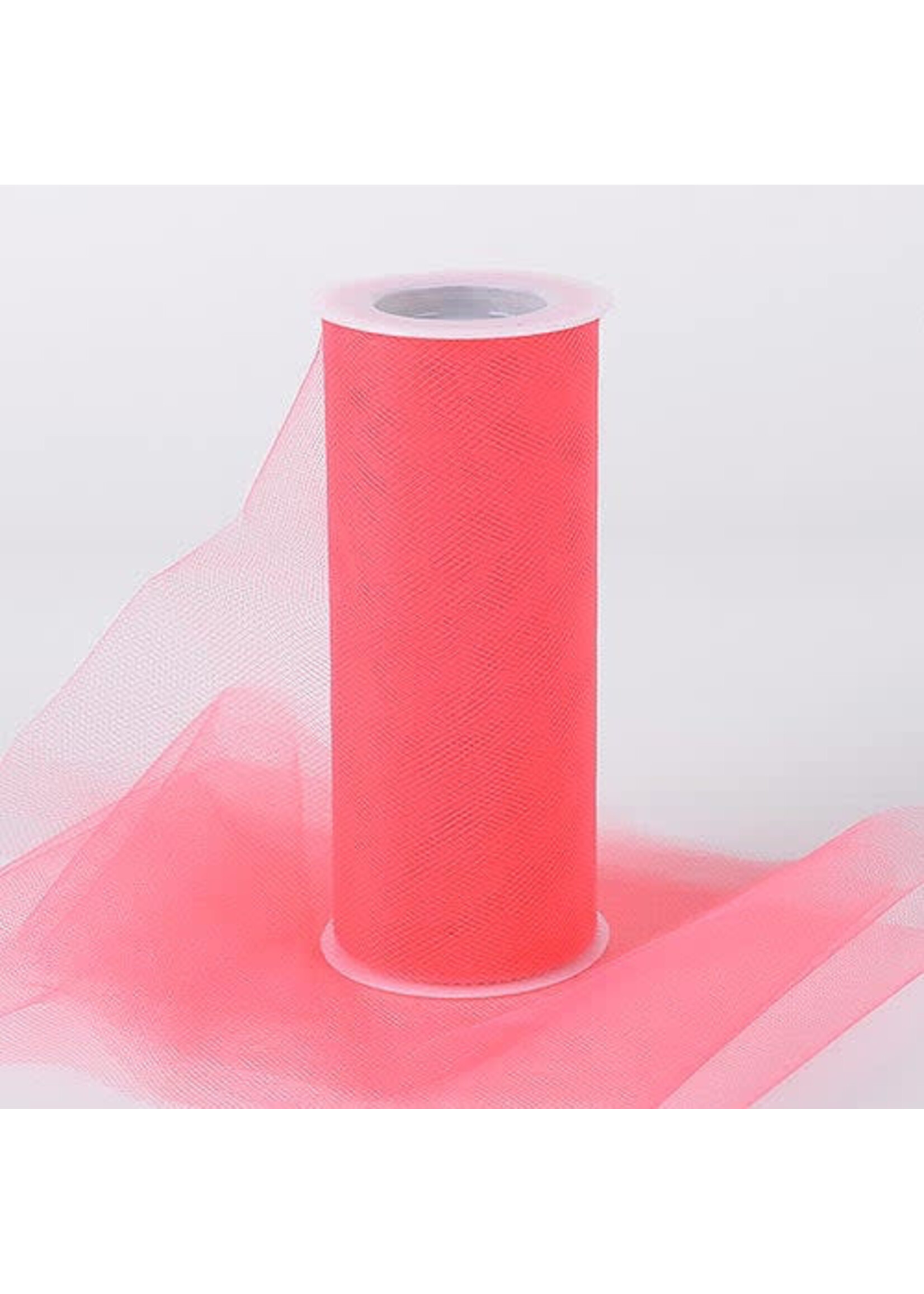 Coral 6 Inch Tulle Fabric Roll 25 Yards