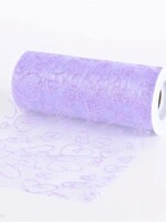 Lavender Glitter Heart Organza 6 Inch Roll 10 Yards