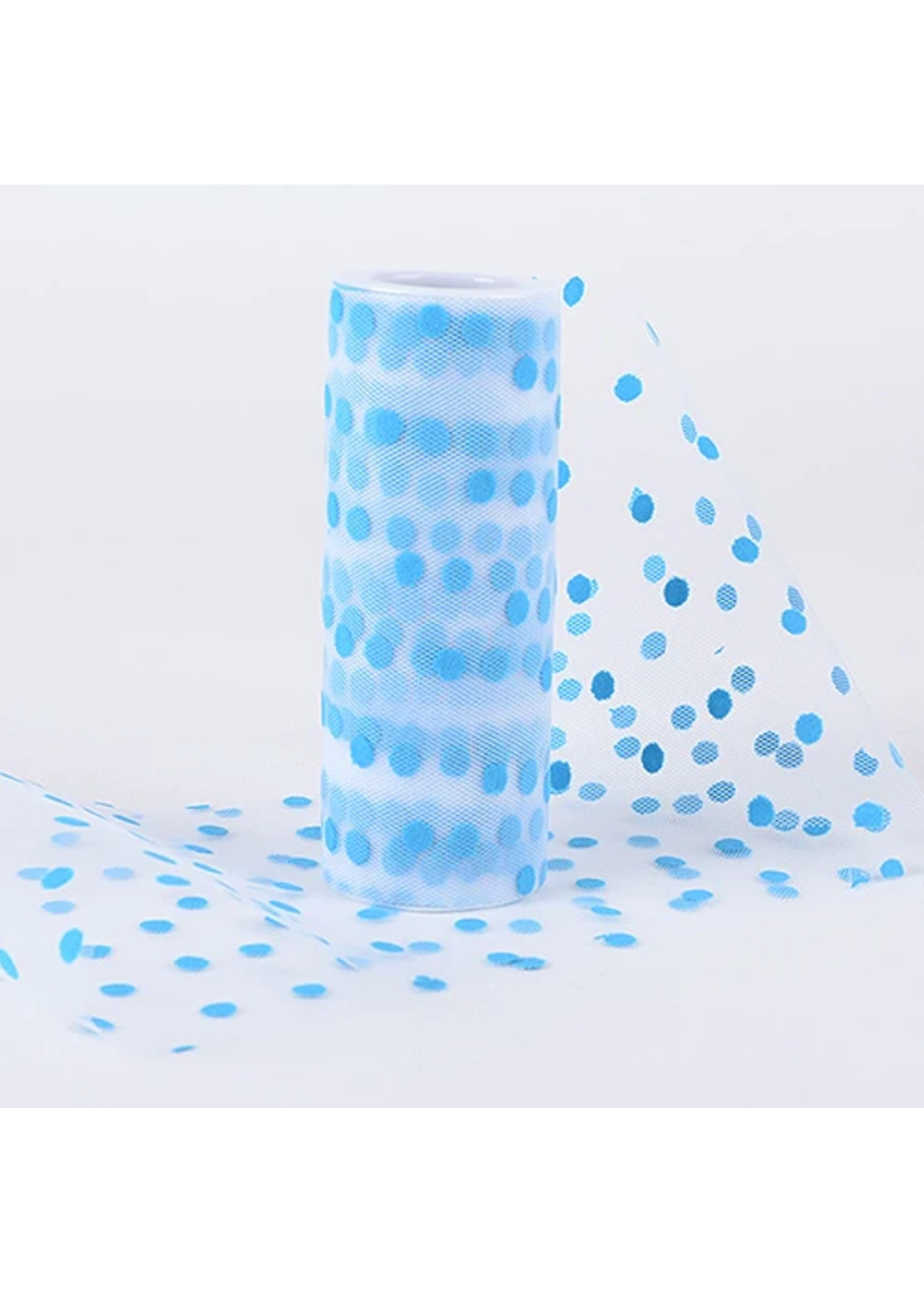 Turquoise 6 Inch Wholesale Polka Dot Tulle Fabric Roll 10 Yards