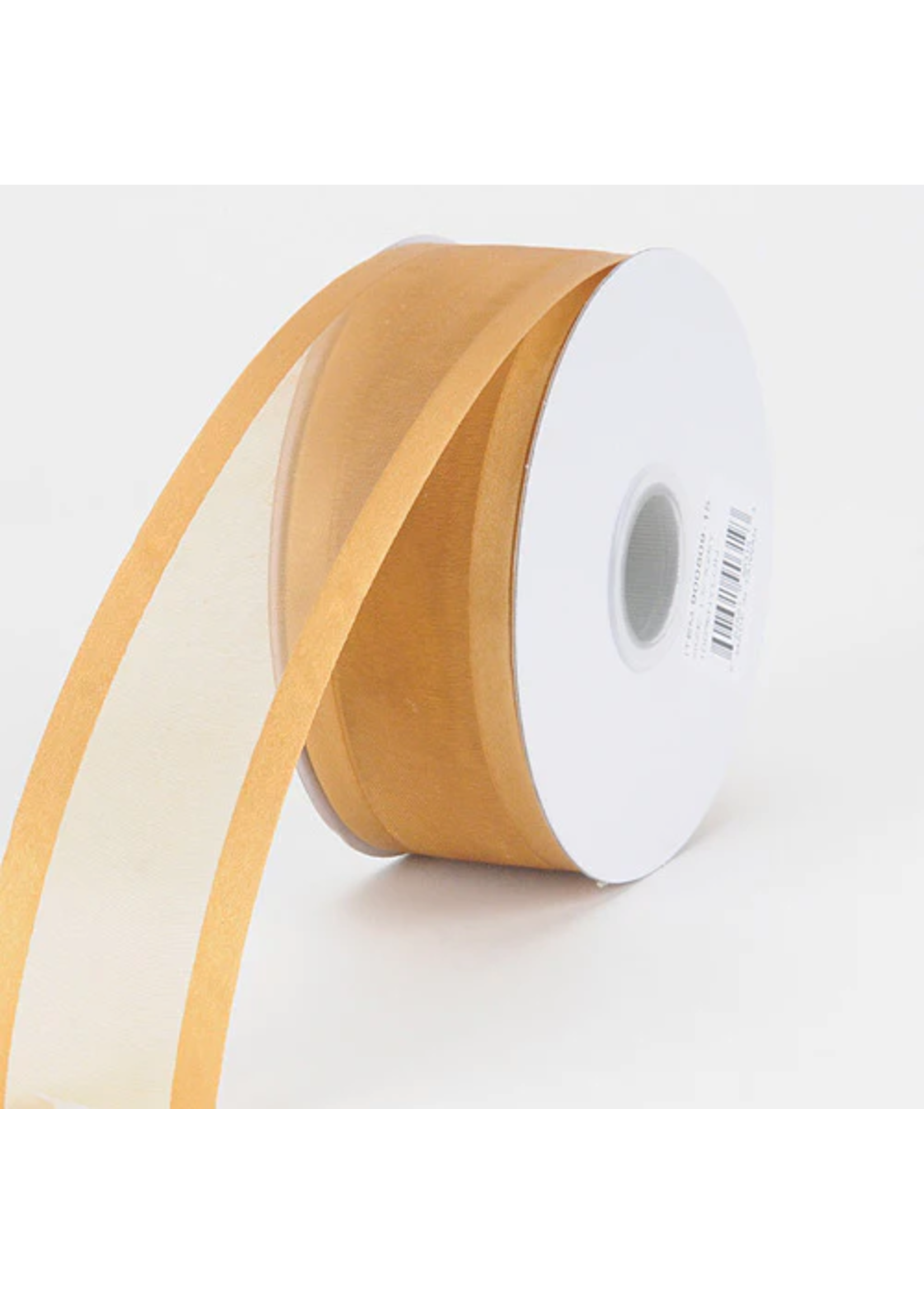 7/8 Inch Old Gold Organza Ribbon Two Satin Edges