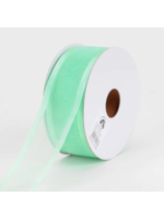 7/8 Inch Minty Green Organza Ribbon Two Satin Edges