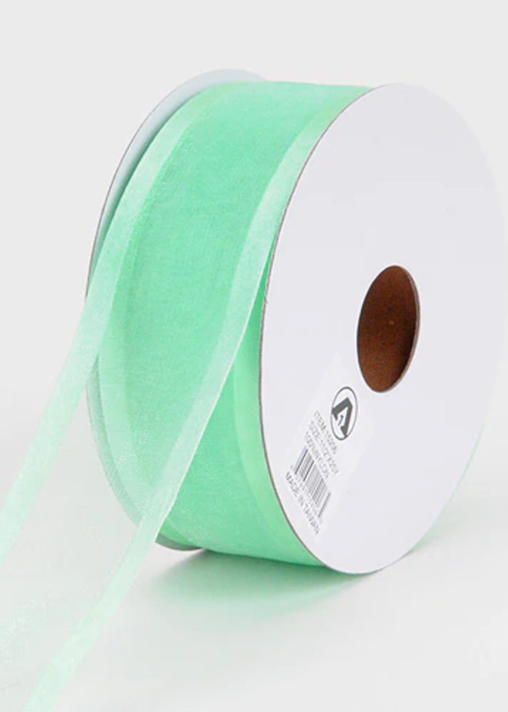 7/8 Inch Minty Green Organza Ribbon Two Satin Edges