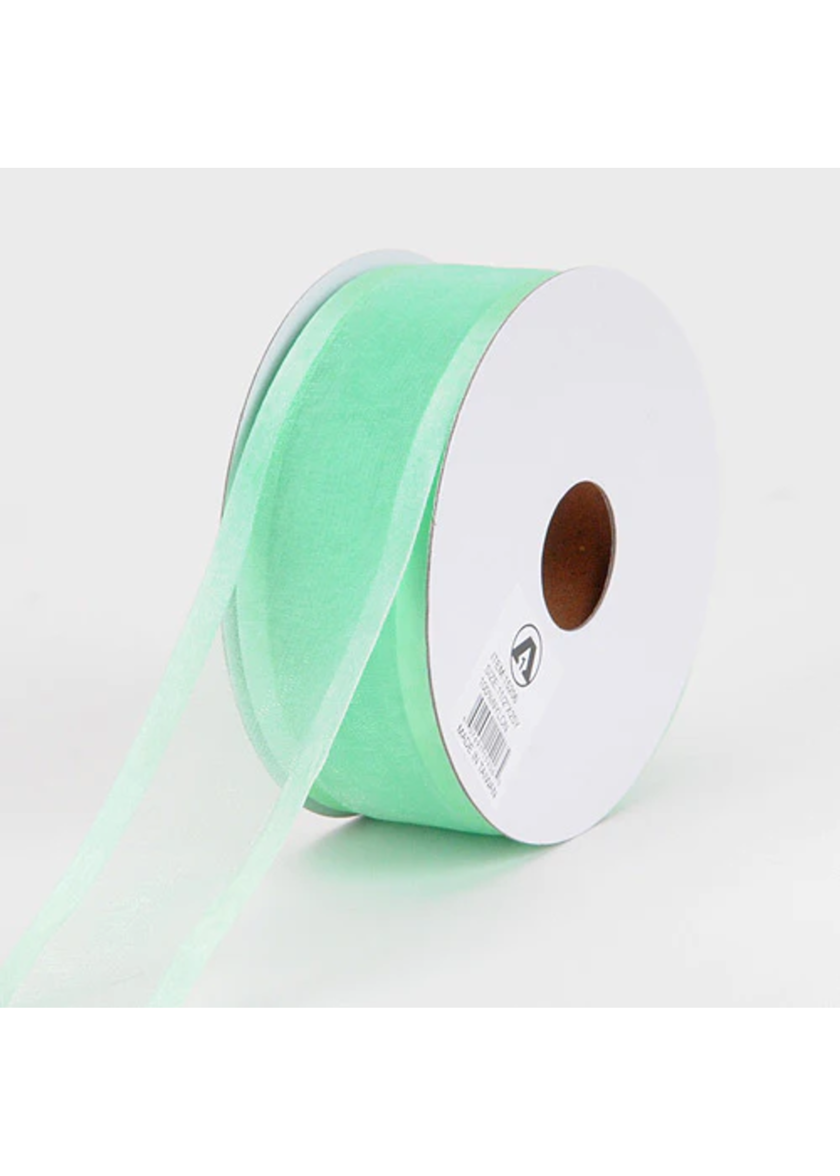 7/8 Inch Minty Green Organza Ribbon Two Satin Edges