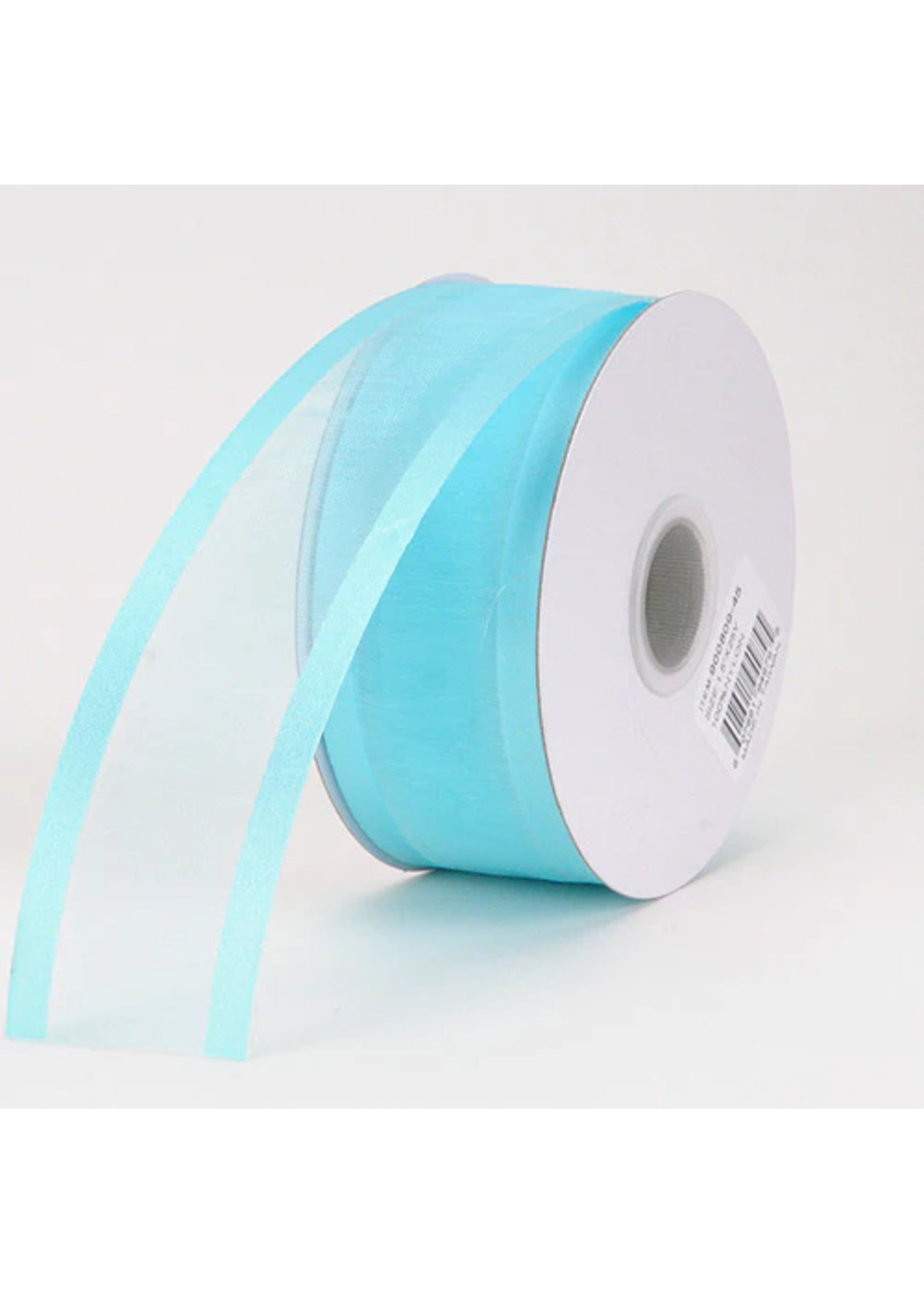 7/8 Inch Aqua Blue Organza Ribbon Two Satin Edges
