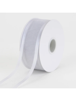7/8 Inch Silver Organza Ribbon Two Satin Edges