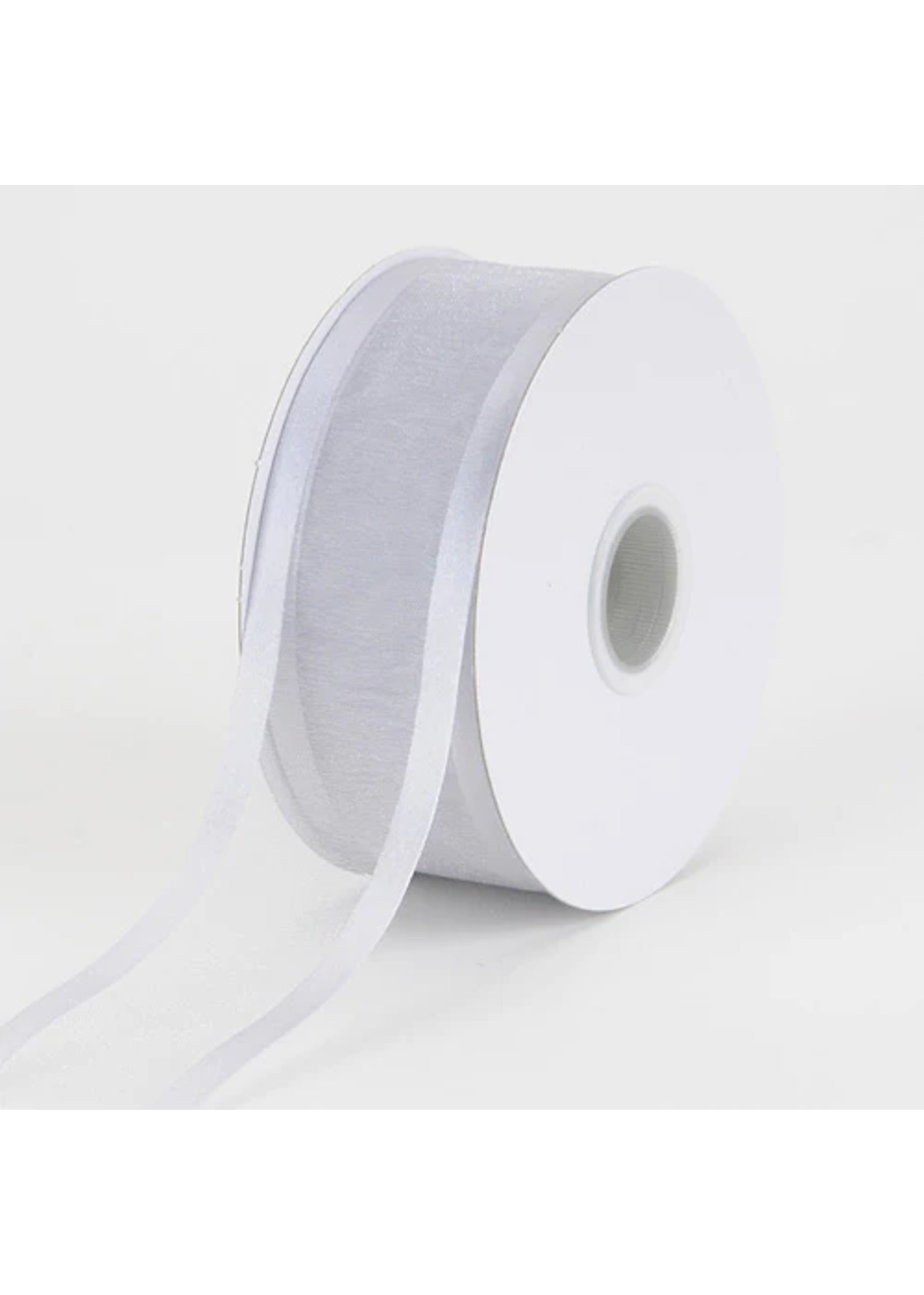 7/8 Inch Silver Organza Ribbon Two Satin Edges