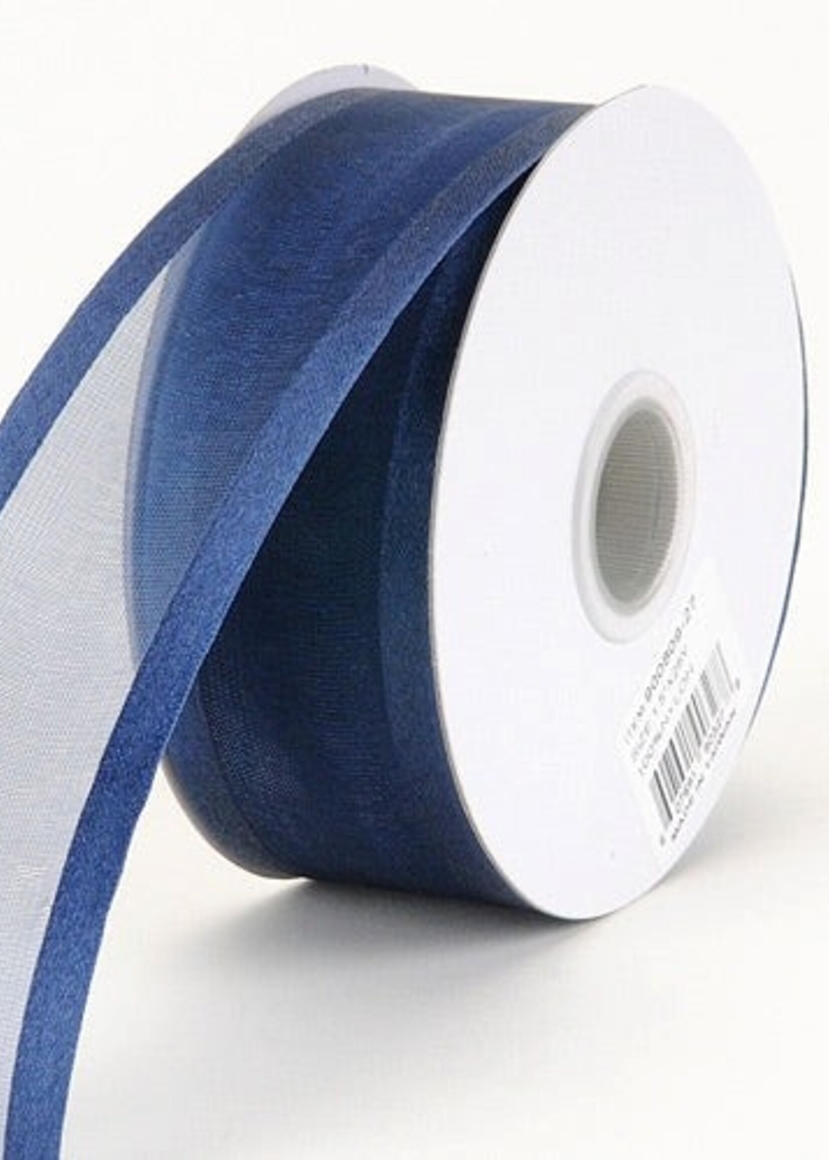 7/8 Inch Navy Blue Organza Ribbon Two Satin Edges