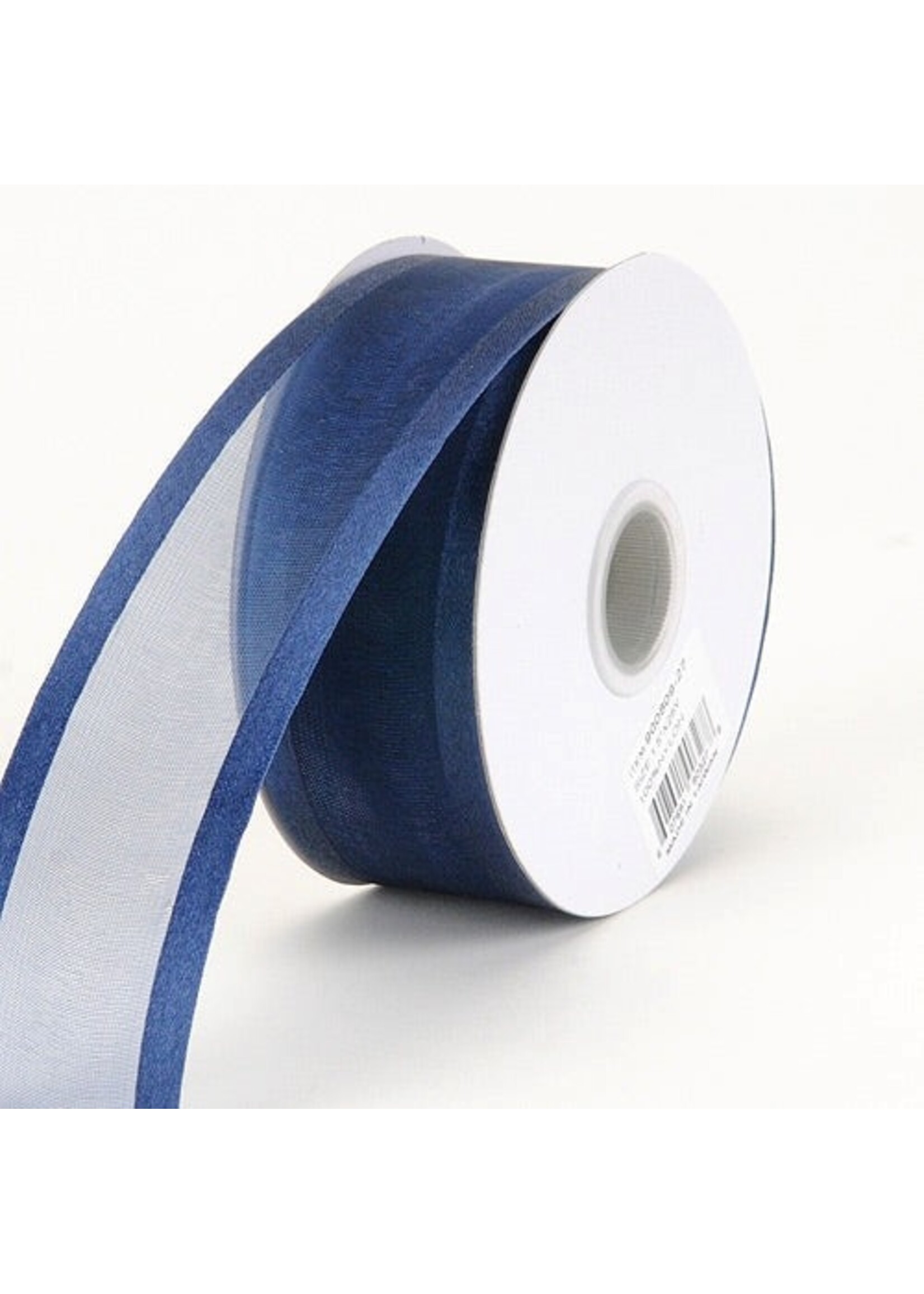 7/8 Inch Navy Blue Organza Ribbon Two Satin Edges