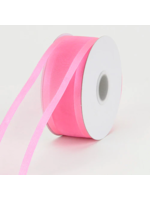 7/8 Inch Hot Pink Organza Ribbon Two Satin Edges
