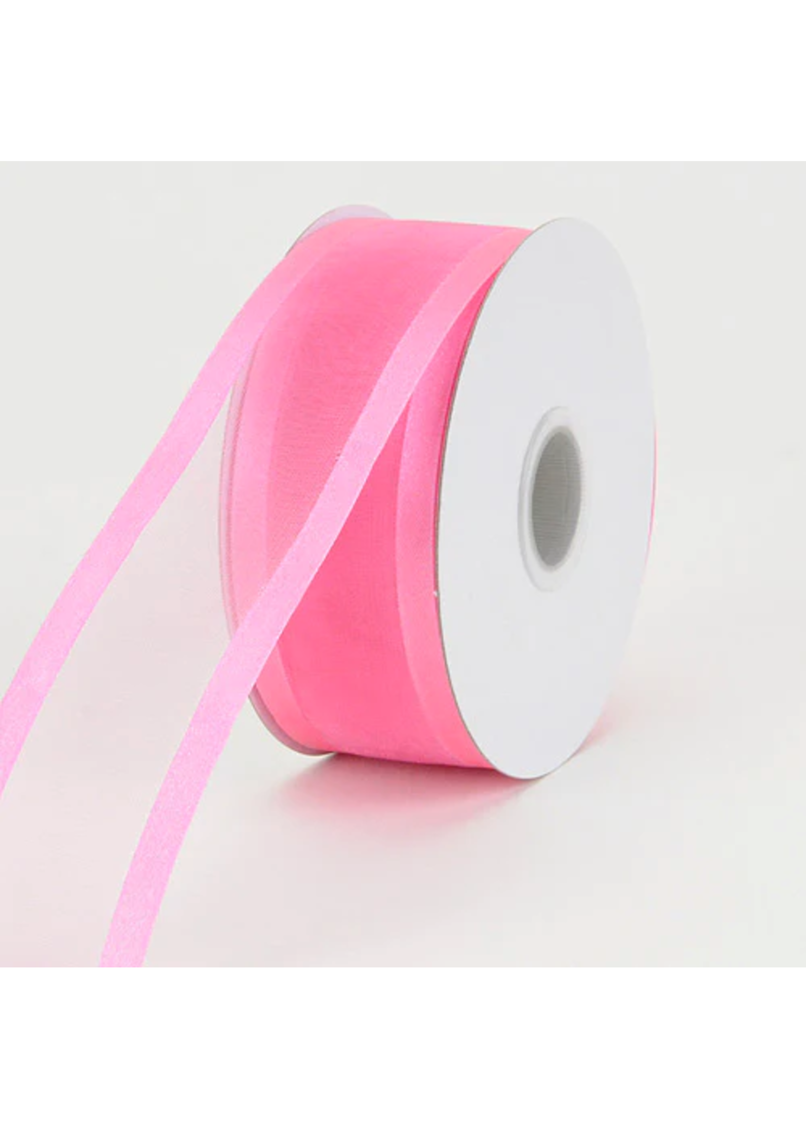 7/8 Inch Hot Pink Organza Ribbon Two Satin Edges