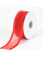 7/8 Inch Red Organza Ribbon Two Satin Edges