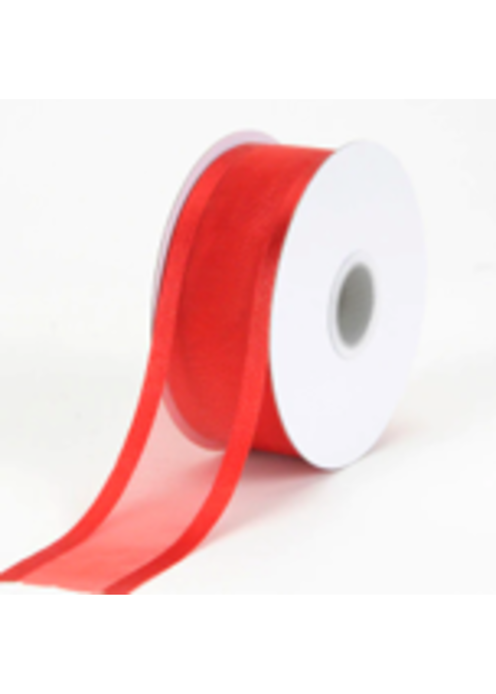 7/8 Inch Red Organza Ribbon Two Satin Edges