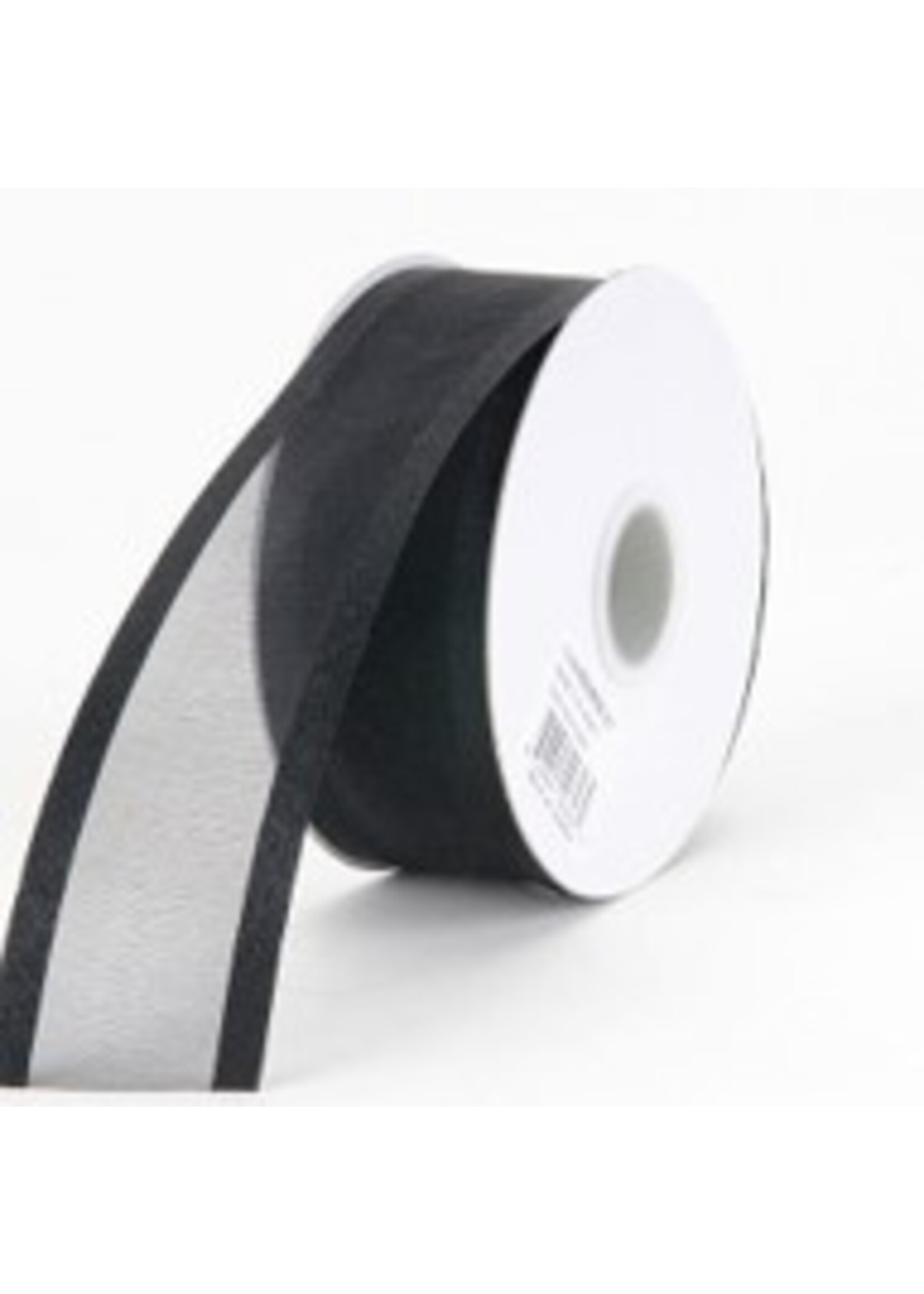7/8 Inch Black Organza Ribbon Two Satin Edges
