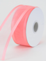 7/8 Inch Coral Organza Ribbon Two Satin Edges