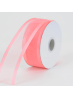 7/8 Inch Coral Organza Ribbon Two Satin Edges