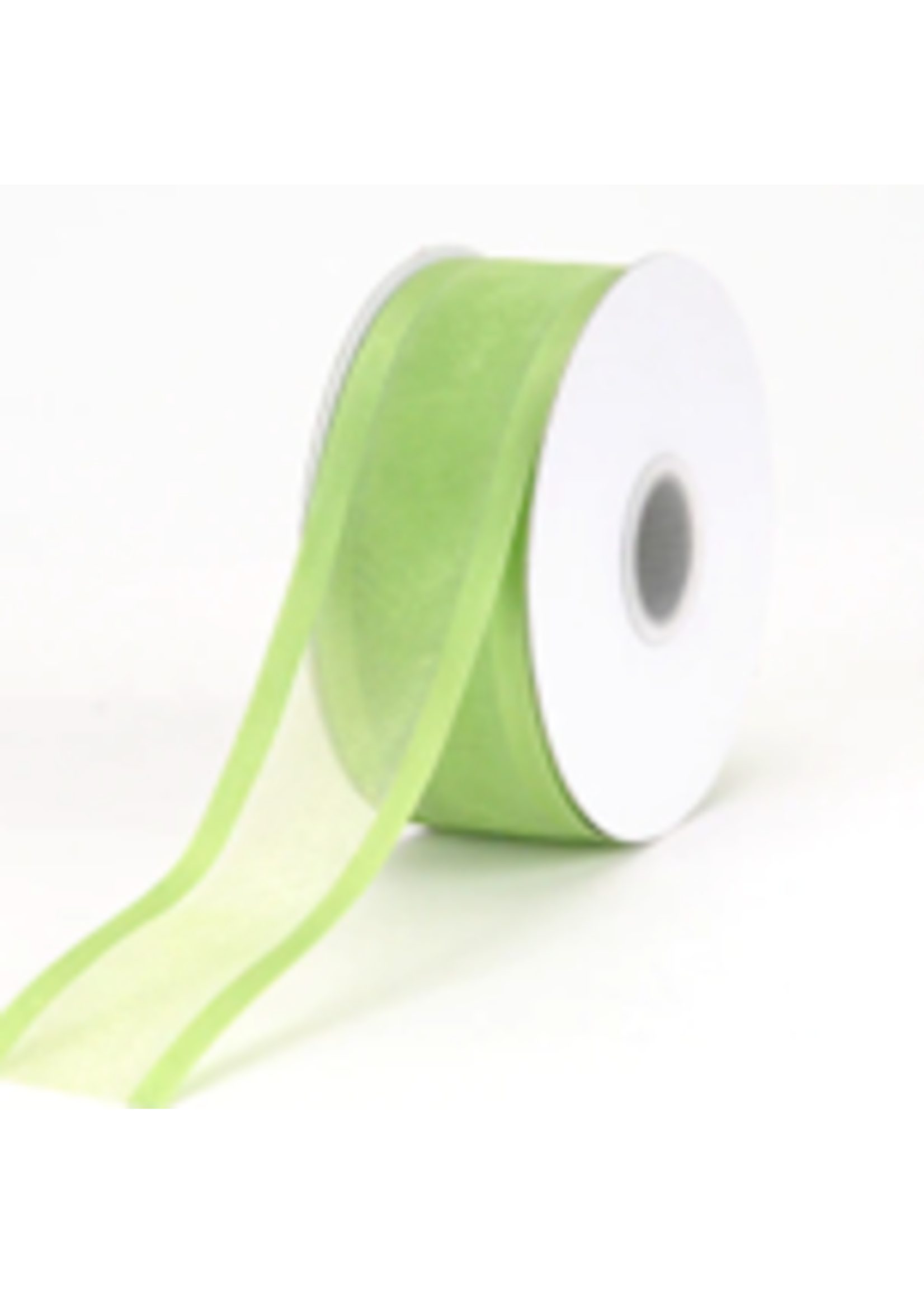 7/8 Inch Lime Green Organza Ribbon Two Satin Edges