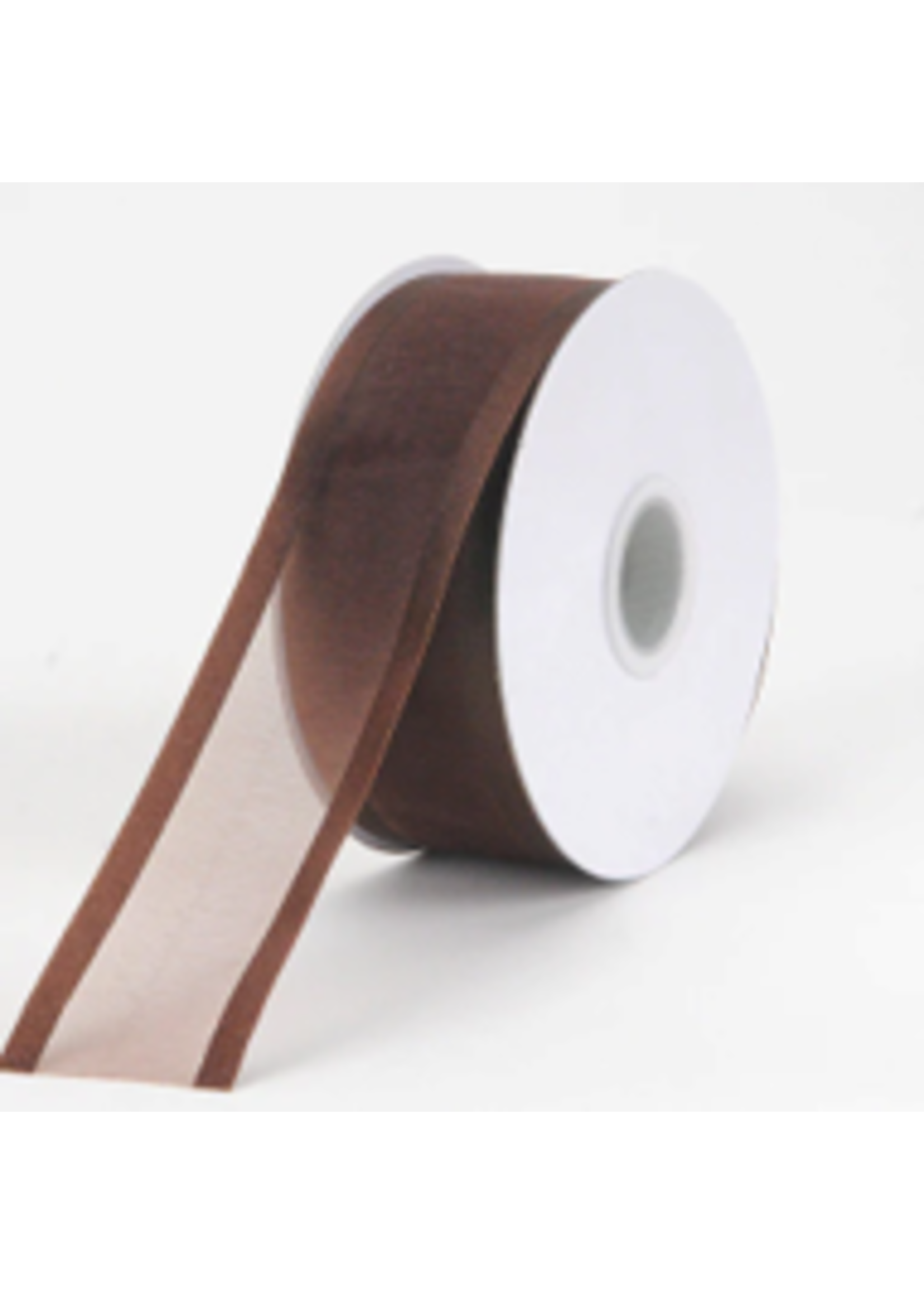 7/8 Inch Brown Organza Ribbon Two Satin Edges