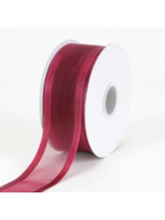 7/8 Inch Burgundy Organza Ribbon Two Satin Edges