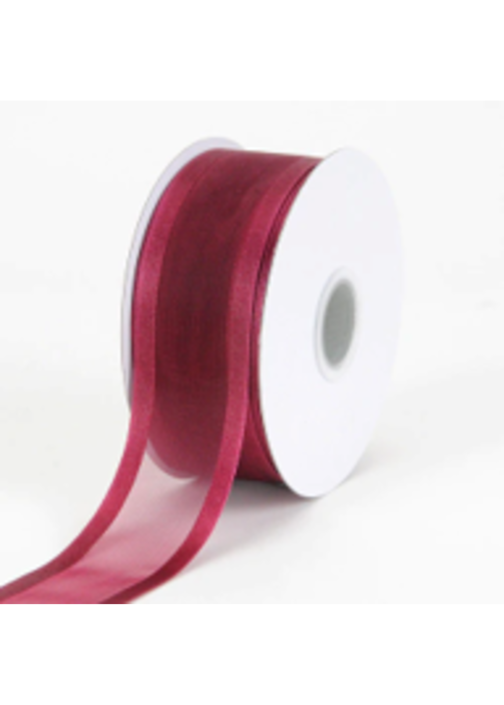 7/8 Inch Burgundy Organza Ribbon Two Satin Edges