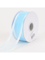 7/8 Inch Light Blue Organza Ribbon Two Satin Edges