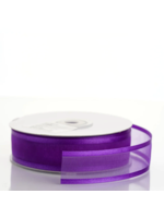 7/8 Inch Eggplant Organza Ribbon Two Satin Edges