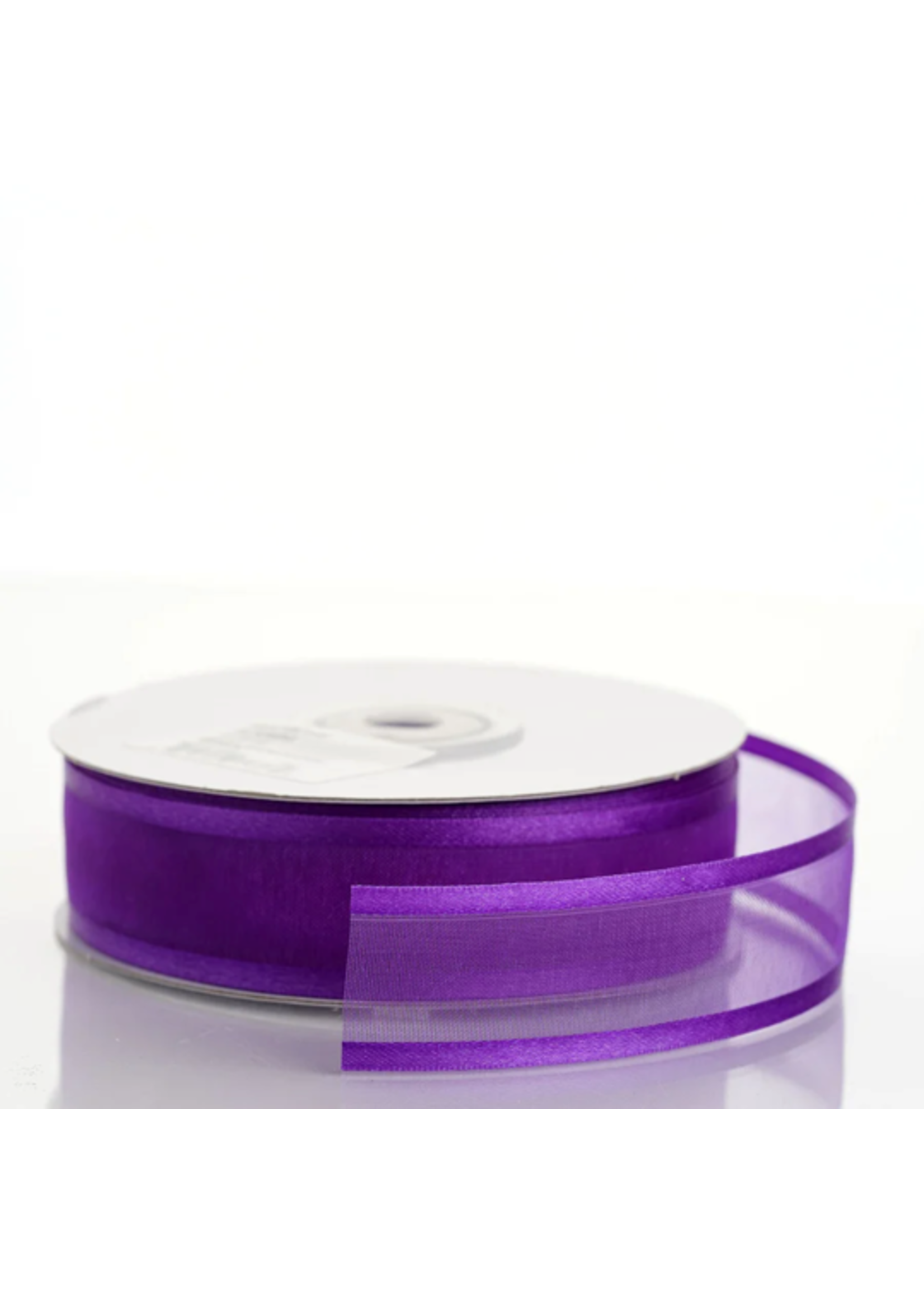 7/8 Inch Eggplant Organza Ribbon Two Satin Edges