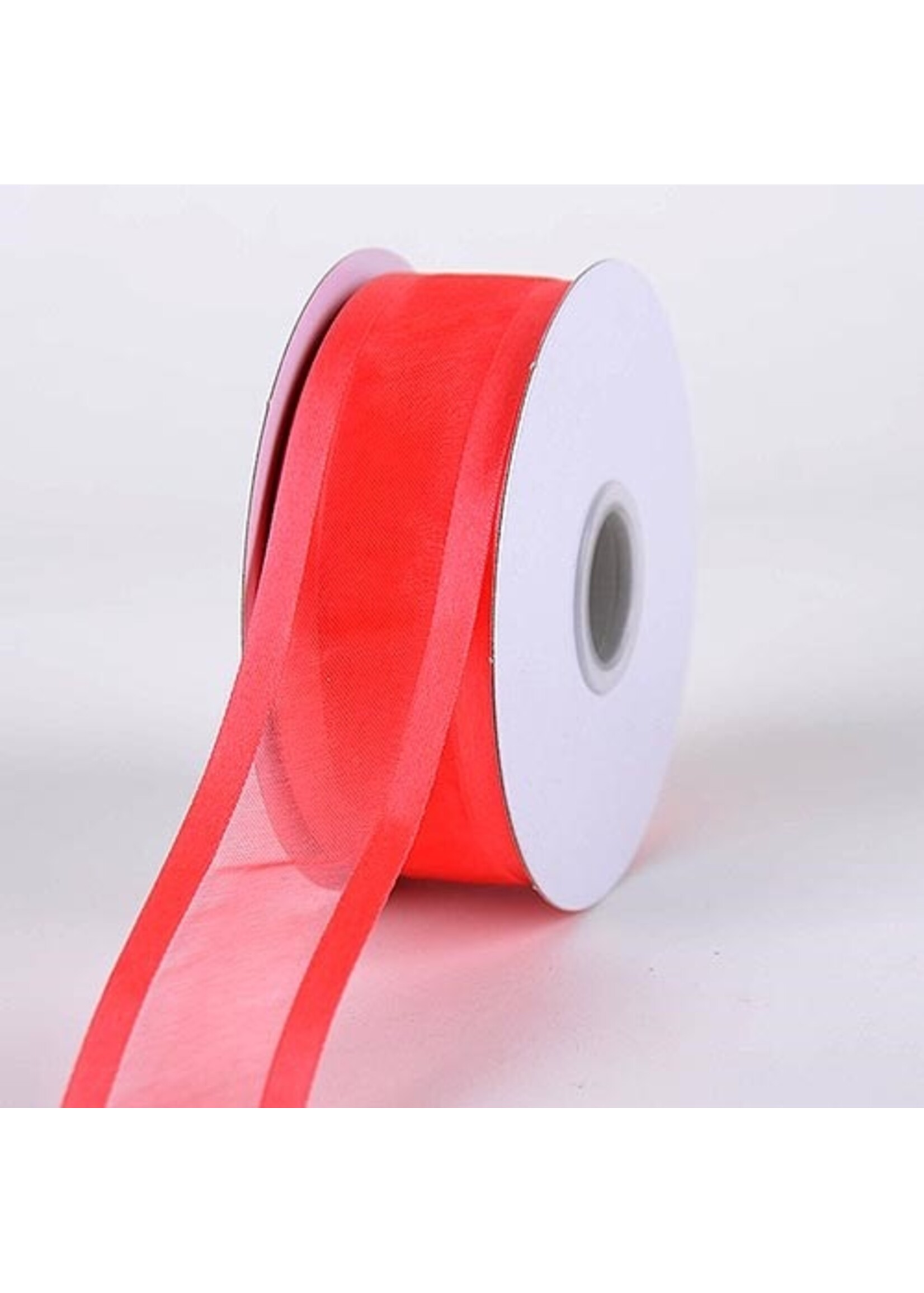 7/8 Inch Watermelon Organza Ribbon Two Satin Edges