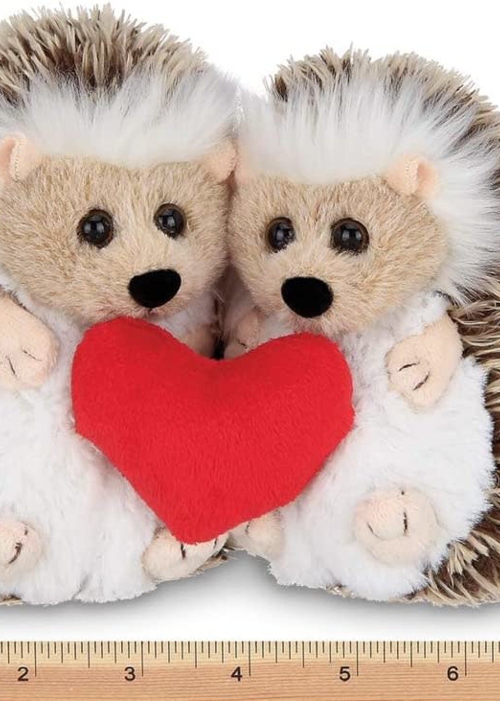 Lovie and Dovey Plush Stuffed Animal Hedgehogs Holding Heart, 5.5 inches