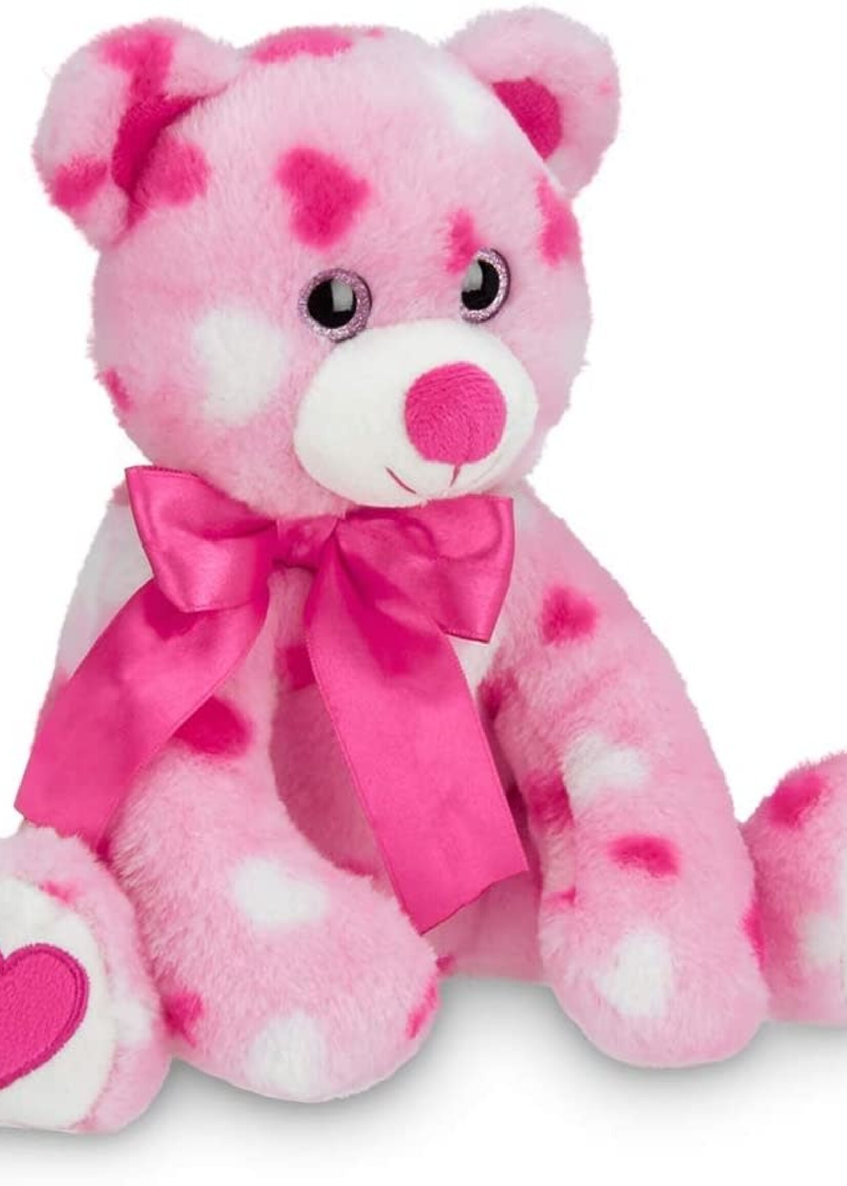 Pink Plush Stuffed Animal Teddy Bear with Hearts, 8.5 inches
